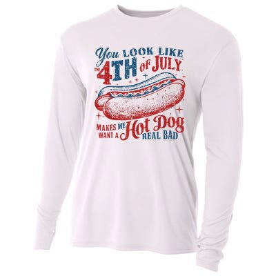 You Look Like The 4th Of July Makes Me Want Hot Dog Real Bad Cooling Performance Long Sleeve Crew