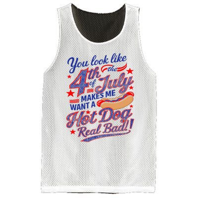 You Look Like 4th Of July Makes Me Want A Hot Dog Real Bad Mesh Reversible Basketball Jersey Tank