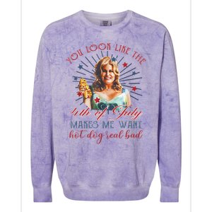 You Look Like 4th Of July Makes Me Want A Hot Dog Real Bad Colorblast Crewneck Sweatshirt