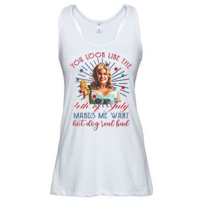 You Look Like 4th Of July Makes Me Want A Hot Dog Real Bad Ladies Essential Flowy Tank
