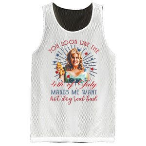 You Look Like 4th Of July Makes Me Want A Hot Dog Real Bad Mesh Reversible Basketball Jersey Tank