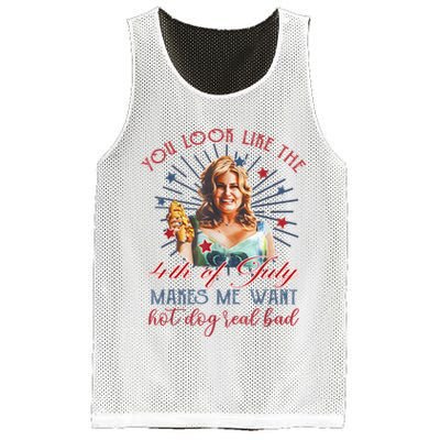 You Look Like 4th Of July Makes Me Want A Hot Dog Real Bad Mesh Reversible Basketball Jersey Tank