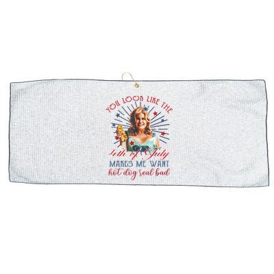 You Look Like 4th Of July Makes Me Want A Hot Dog Real Bad Large Microfiber Waffle Golf Towel