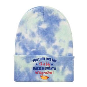 You Look Like 4th Of July Makes Me Want A Hot Dog Real Bad Tie Dye 12in Knit Beanie