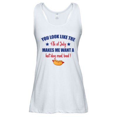 You Look Like 4th Of July Makes Me Want A Hot Dog Real Bad Ladies Essential Flowy Tank