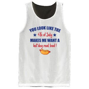 You Look Like 4th Of July Makes Me Want A Hot Dog Real Bad Mesh Reversible Basketball Jersey Tank