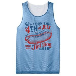 You Look Like 4th Of July Makes Me Want A Hotdog Real Bad Mesh Reversible Basketball Jersey Tank