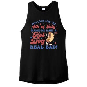 You Look Like The Fouth Of July Makes Me Want A Hot Dog Real Bad Ladies PosiCharge Tri-Blend Wicking Tank