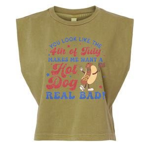 You Look Like The Fouth Of July Makes Me Want A Hot Dog Real Bad Garment-Dyed Women's Muscle Tee