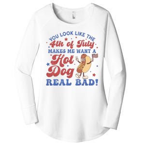 You Look Like The Fouth Of July Makes Me Want A Hot Dog Real Bad Women's Perfect Tri Tunic Long Sleeve Shirt