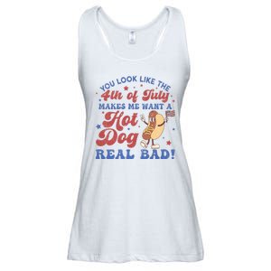 You Look Like The Fouth Of July Makes Me Want A Hot Dog Real Bad Ladies Essential Flowy Tank