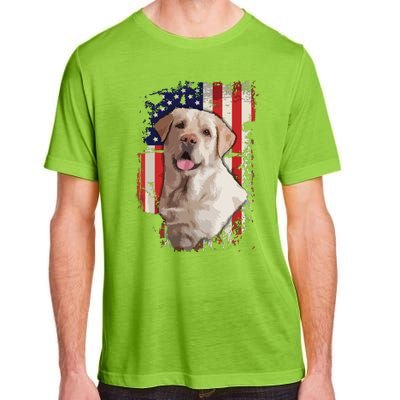 Yellow Labrador Labs Patriotic American Flag Dog 4th Of July Adult ChromaSoft Performance T-Shirt