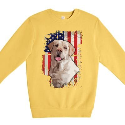 Yellow Labrador Labs Patriotic American Flag Dog 4th Of July Premium Crewneck Sweatshirt