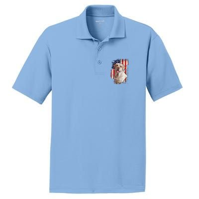 Yellow Labrador Labs Patriotic American Flag Dog 4th Of July PosiCharge RacerMesh Polo