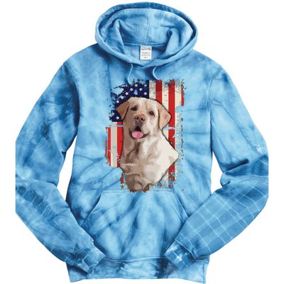 Yellow Labrador Labs Patriotic American Flag Dog 4th Of July Tie Dye Hoodie