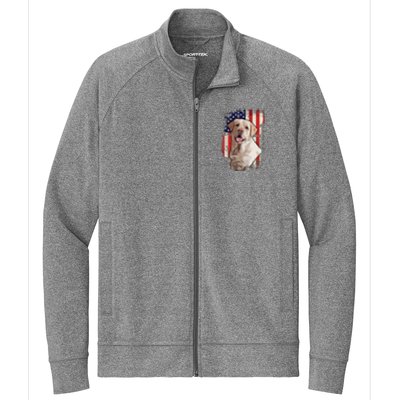 Yellow Labrador Labs Patriotic American Flag Dog 4th Of July Stretch Full-Zip Cadet Jacket