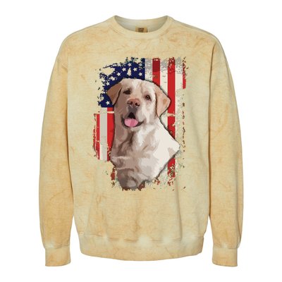 Yellow Labrador Labs Patriotic American Flag Dog 4th Of July Colorblast Crewneck Sweatshirt