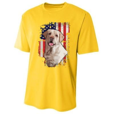 Yellow Labrador Labs Patriotic American Flag Dog 4th Of July Performance Sprint T-Shirt