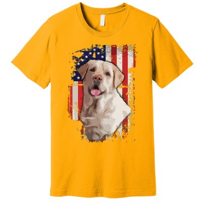 Yellow Labrador Labs Patriotic American Flag Dog 4th Of July Premium T-Shirt