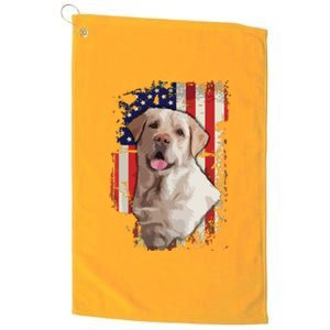 Yellow Labrador Labs Patriotic American Flag Dog 4th Of July Platinum Collection Golf Towel