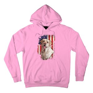 Yellow Labrador Labs Patriotic American Flag Dog 4th Of July Hoodie