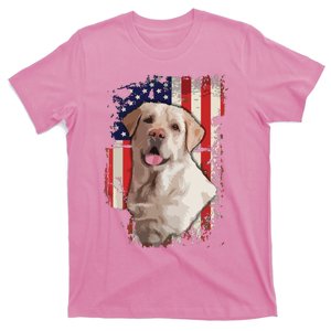 Yellow Labrador Labs Patriotic American Flag Dog 4th Of July T-Shirt