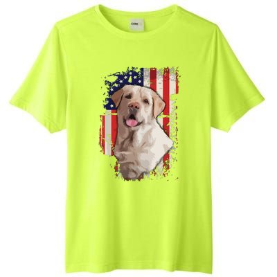 Yellow Labrador Labs Patriotic American Flag Dog 4th Of July Tall Fusion ChromaSoft Performance T-Shirt