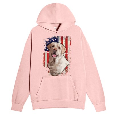 Yellow Labrador Labs Patriotic American Flag Dog 4th Of July Urban Pullover Hoodie