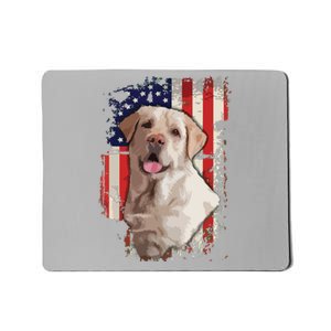 Yellow Labrador Labs Patriotic American Flag Dog 4th Of July Mousepad