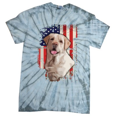 Yellow Labrador Labs Patriotic American Flag Dog 4th Of July Tie-Dye T-Shirt