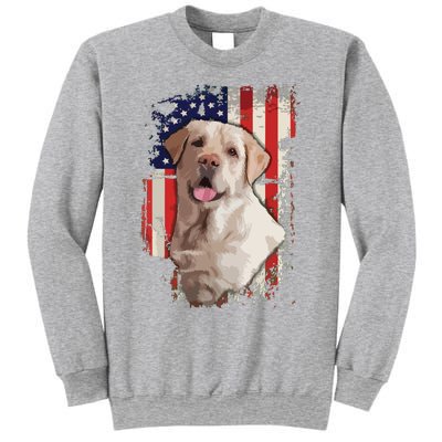 Yellow Labrador Labs Patriotic American Flag Dog 4th Of July Sweatshirt