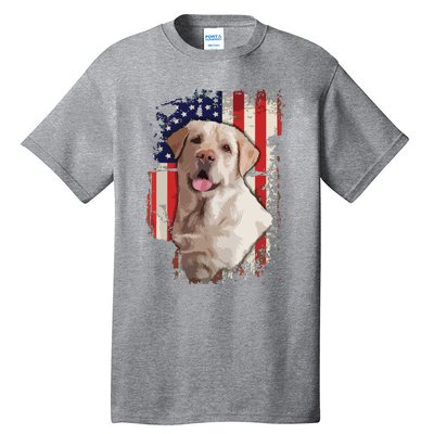 Yellow Labrador Labs Patriotic American Flag Dog 4th Of July Tall T-Shirt