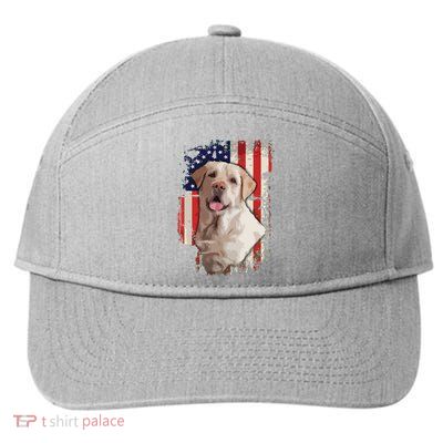 Yellow Labrador Labs Patriotic American Flag Dog 4th Of July 7-Panel Snapback Hat