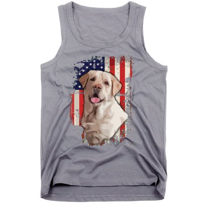 Yellow Labrador Labs Patriotic American Flag Dog 4th Of July Tank Top