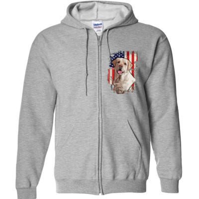 Yellow Labrador Labs Patriotic American Flag Dog 4th Of July Full Zip Hoodie