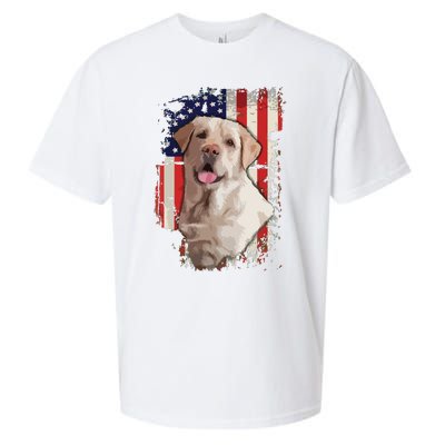 Yellow Labrador Labs Patriotic American Flag Dog 4th Of July Sueded Cloud Jersey T-Shirt