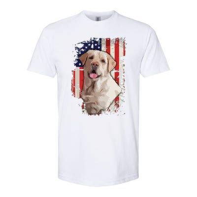 Yellow Labrador Labs Patriotic American Flag Dog 4th Of July Softstyle CVC T-Shirt