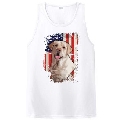 Yellow Labrador Labs Patriotic American Flag Dog 4th Of July PosiCharge Competitor Tank