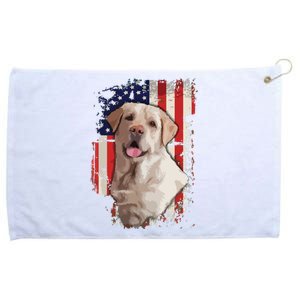 Yellow Labrador Labs Patriotic American Flag Dog 4th Of July Grommeted Golf Towel