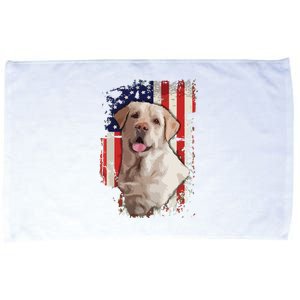 Yellow Labrador Labs Patriotic American Flag Dog 4th Of July Microfiber Hand Towel