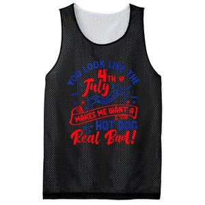 You Look Like 4th Of July Makes Me Want A Hot Dog Real Bad Mesh Reversible Basketball Jersey Tank