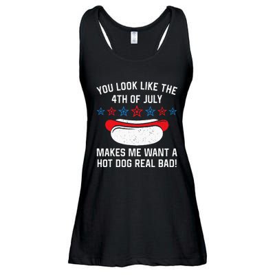 You Look Like 4th Of July Makes Me Want A Hot Dogs Real Bad Ladies Essential Flowy Tank