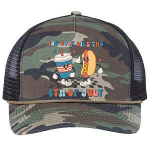 You Look Like The 4th Of July Makes Me Want A Hot Dog Gift Retro Rope Trucker Hat Cap