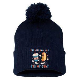 You Look Like The 4th Of July Makes Me Want A Hot Dog Gift Pom Pom 12in Knit Beanie