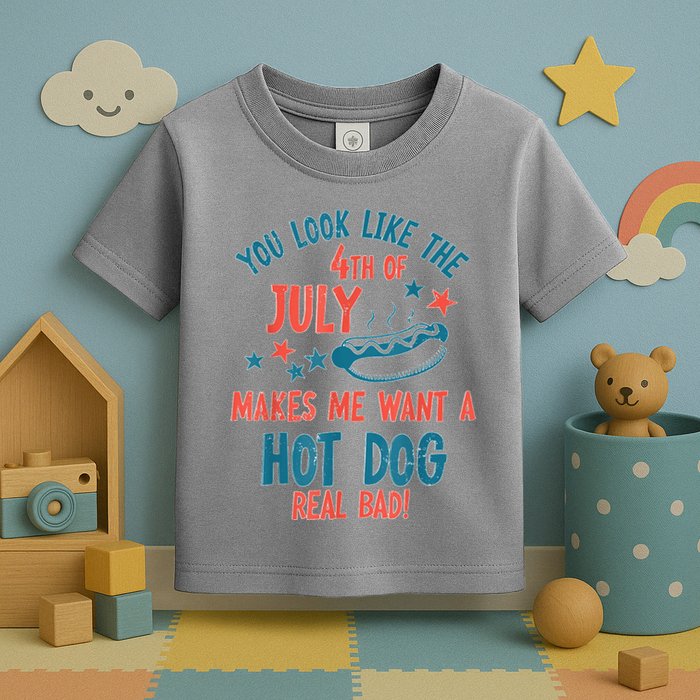 You Look Like 4th Of July Makes Me Want A Hot Dog Real Bad Toddler T-Shirt