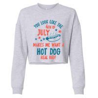 You Look Like 4th Of July Makes Me Want A Hot Dog Real Bad Cropped Pullover Crew