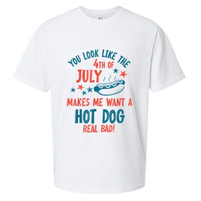 You Look Like 4th Of July Makes Me Want A Hot Dog Real Bad Sueded Cloud Jersey T-Shirt
