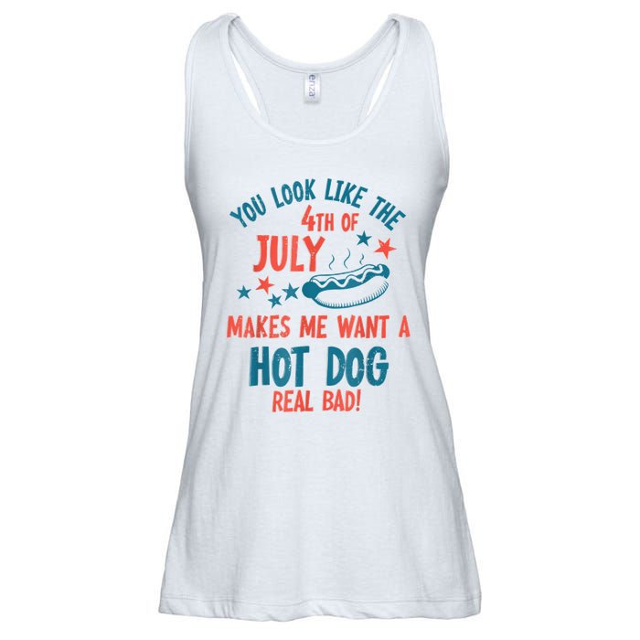You Look Like 4th Of July Makes Me Want A Hot Dog Real Bad Ladies Essential Flowy Tank