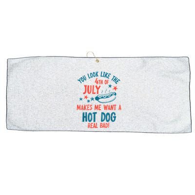 You Look Like 4th Of July Makes Me Want A Hot Dog Real Bad Large Microfiber Waffle Golf Towel