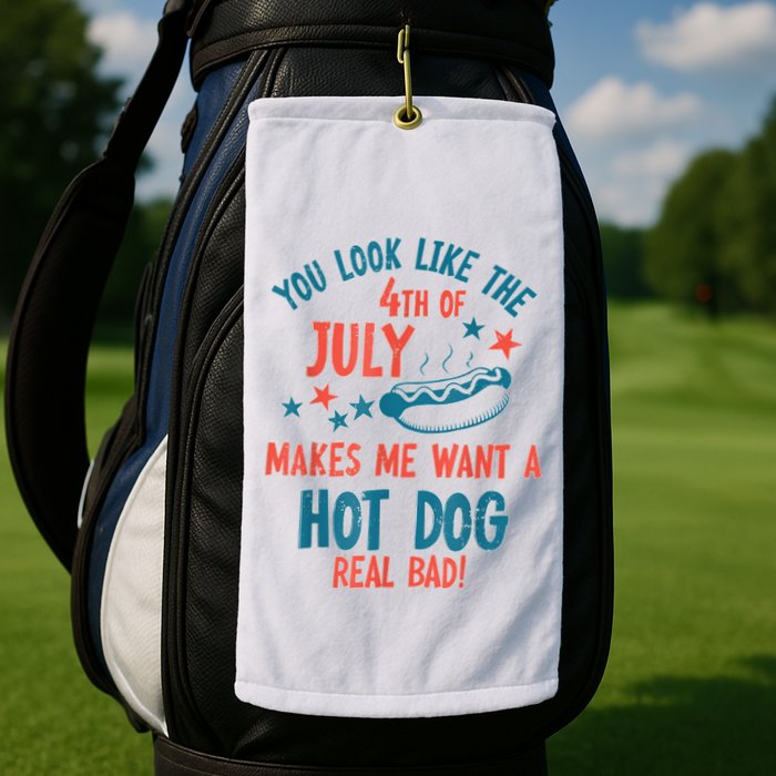 You Look Like 4th Of July Makes Me Want A Hot Dog Real Bad Golf Towel